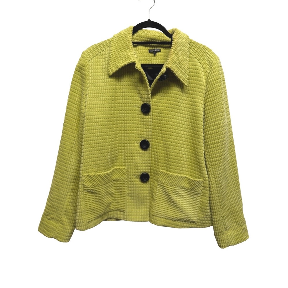 600 West Lime Green Textured Corduroy Blazer Jacket Size L
